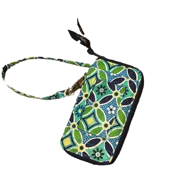 VERA BRADLEY Small Wristlet Size Pockets Card Holders Small Phone Blue Green - Picture 1 of 7